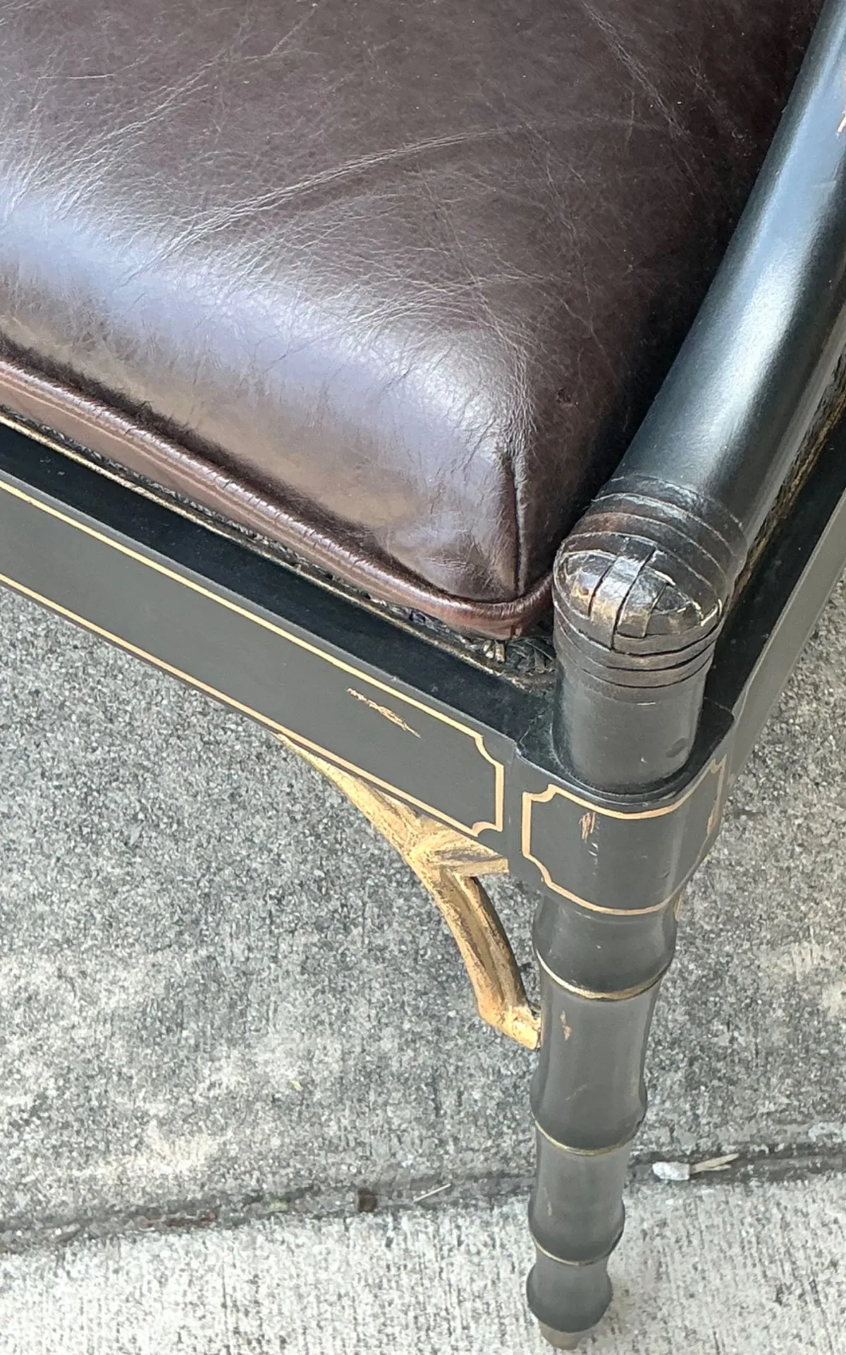 Vintage Leather Cushion Cane Settee — additional photo 5