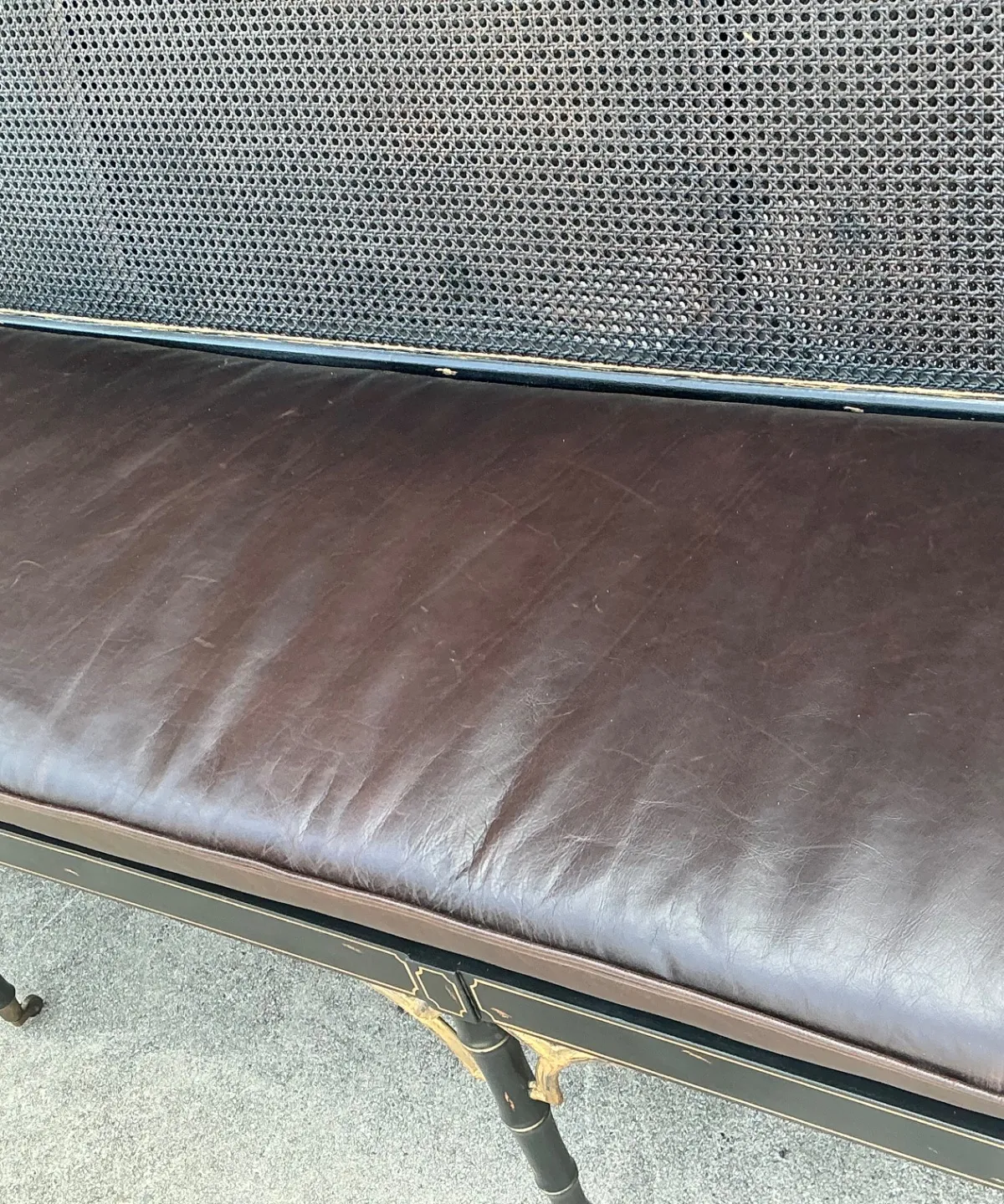 Vintage Leather Cushion Cane Settee — additional photo 4