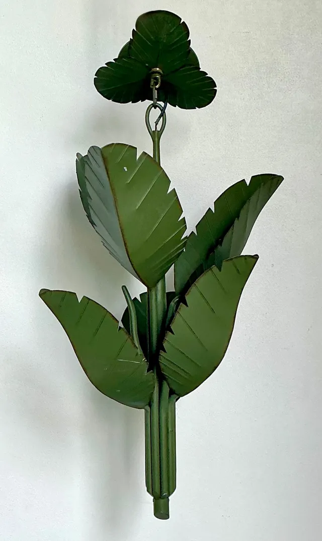 Vintage Green Banana Leaf Six Arm Chandelier — additional photo 7