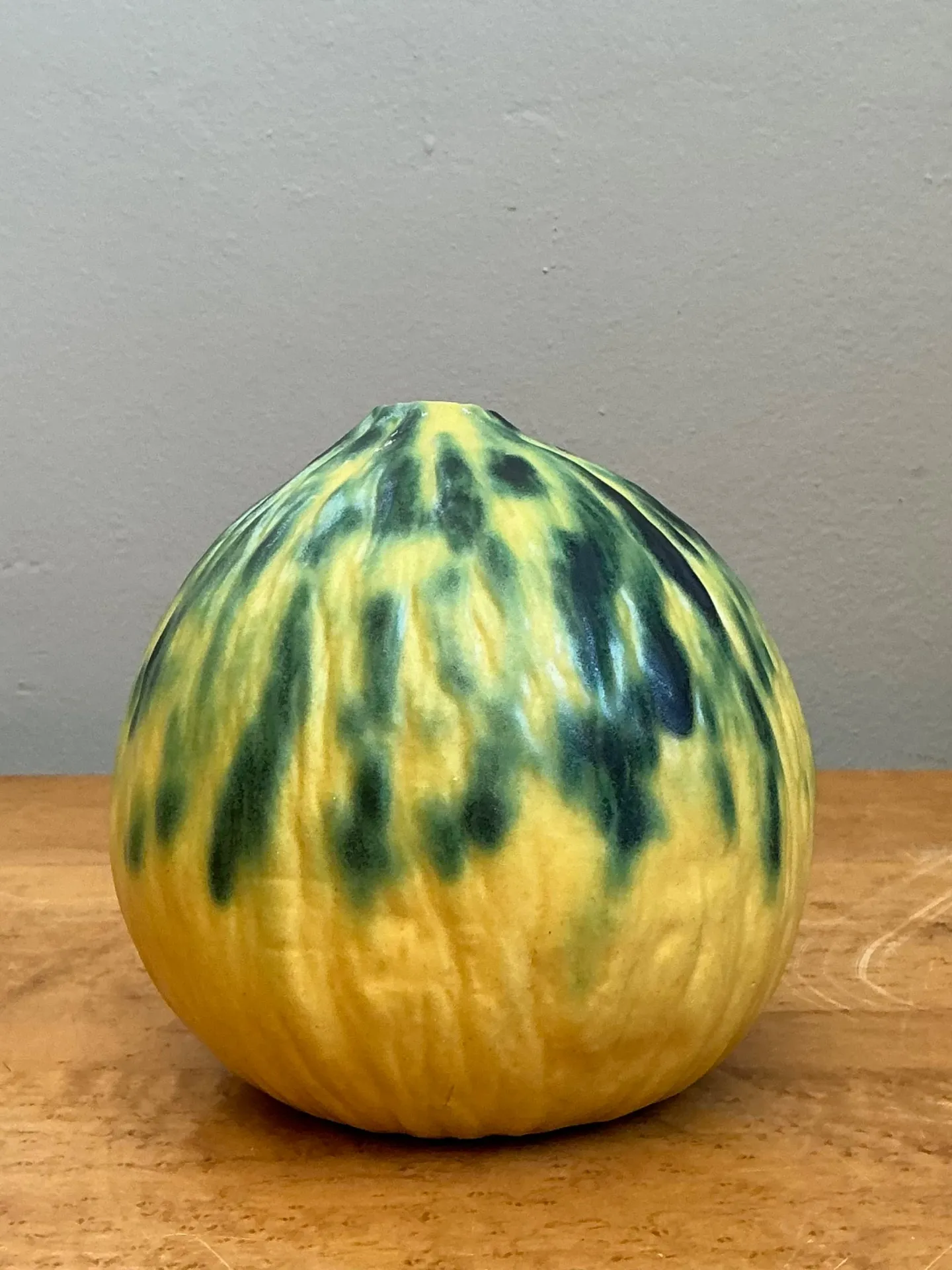 Vintage Yellow and Green Ceramic Gourd — additional photo 3
