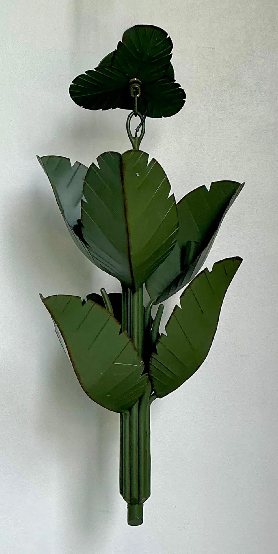 Vintage Green Banana Leaf Six Arm Chandelier — additional photo 1