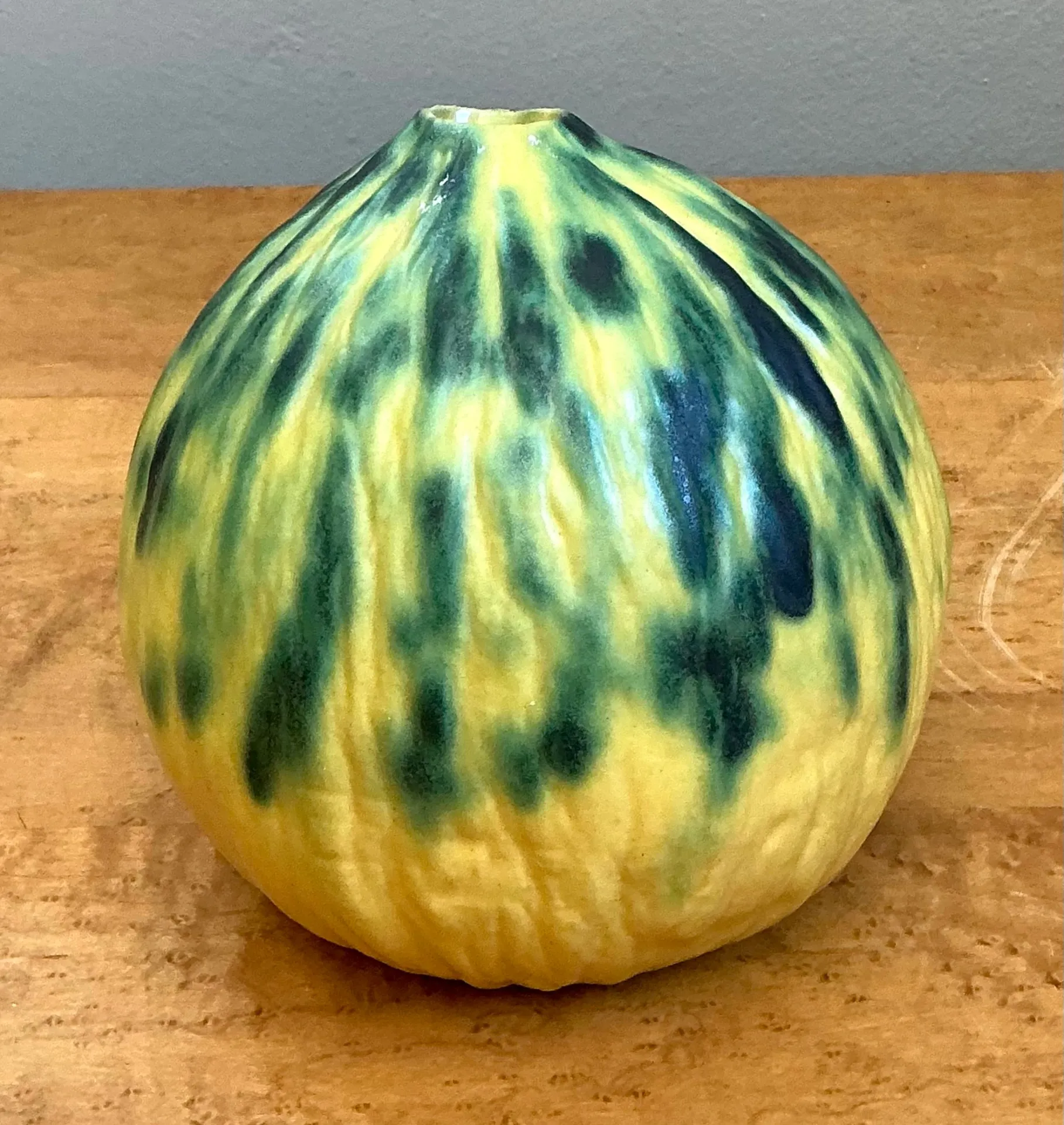 Vintage Yellow and Green Ceramic Gourd — additional photo 1