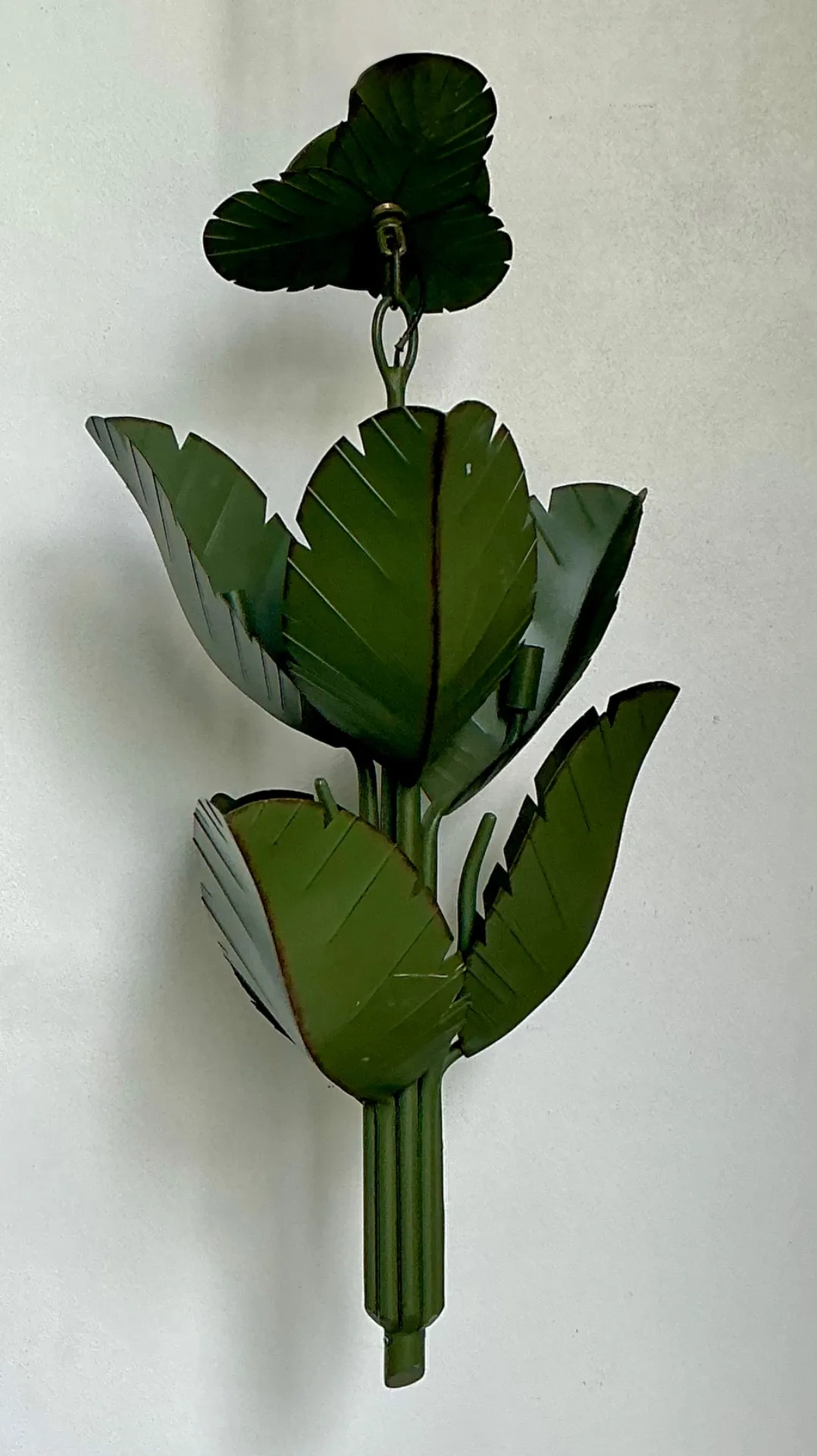 Vintage Green Banana Leaf Six Arm Chandelier — additional photo 3