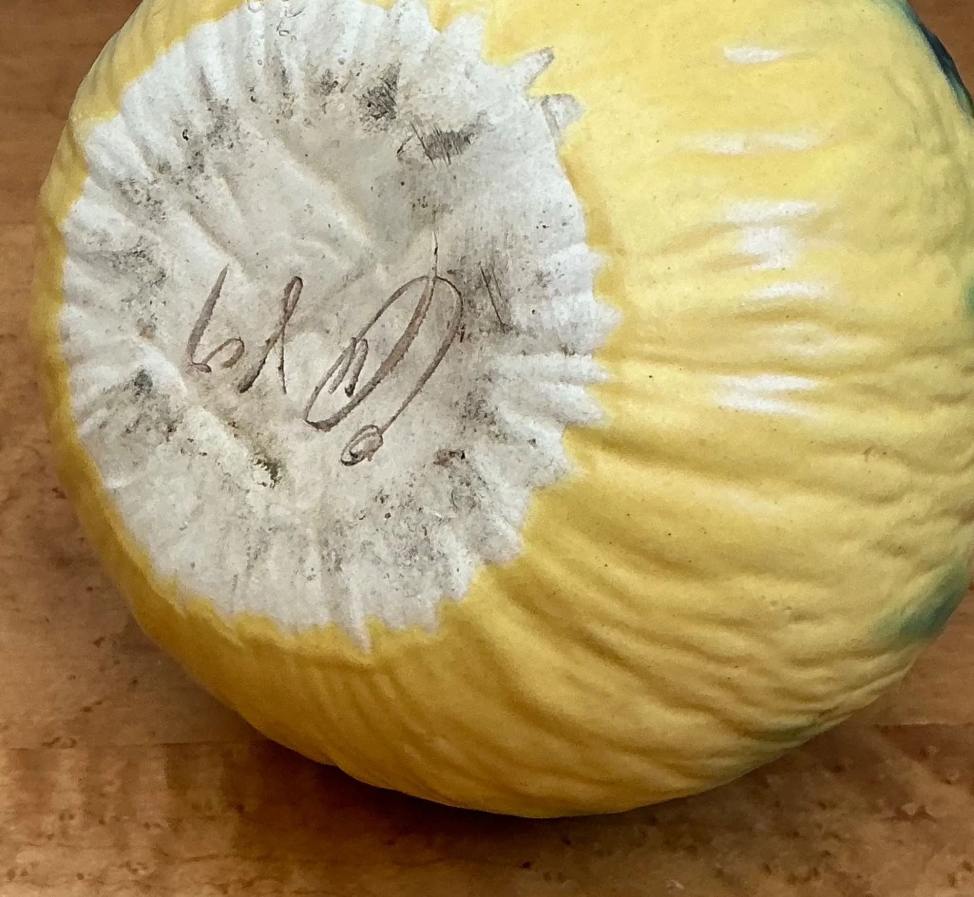 Vintage Yellow and Green Ceramic Gourd — additional photo 5
