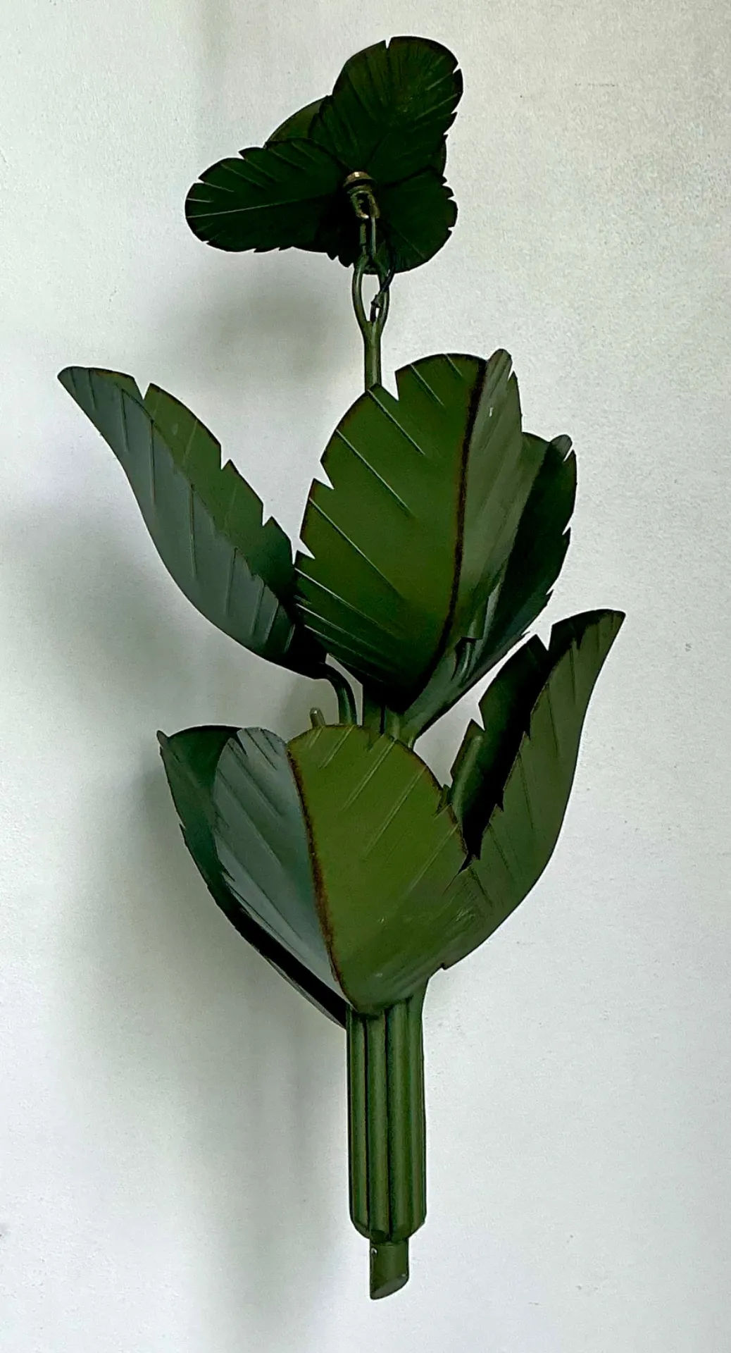 Vintage Green Banana Leaf Six Arm Chandelier — additional photo 5