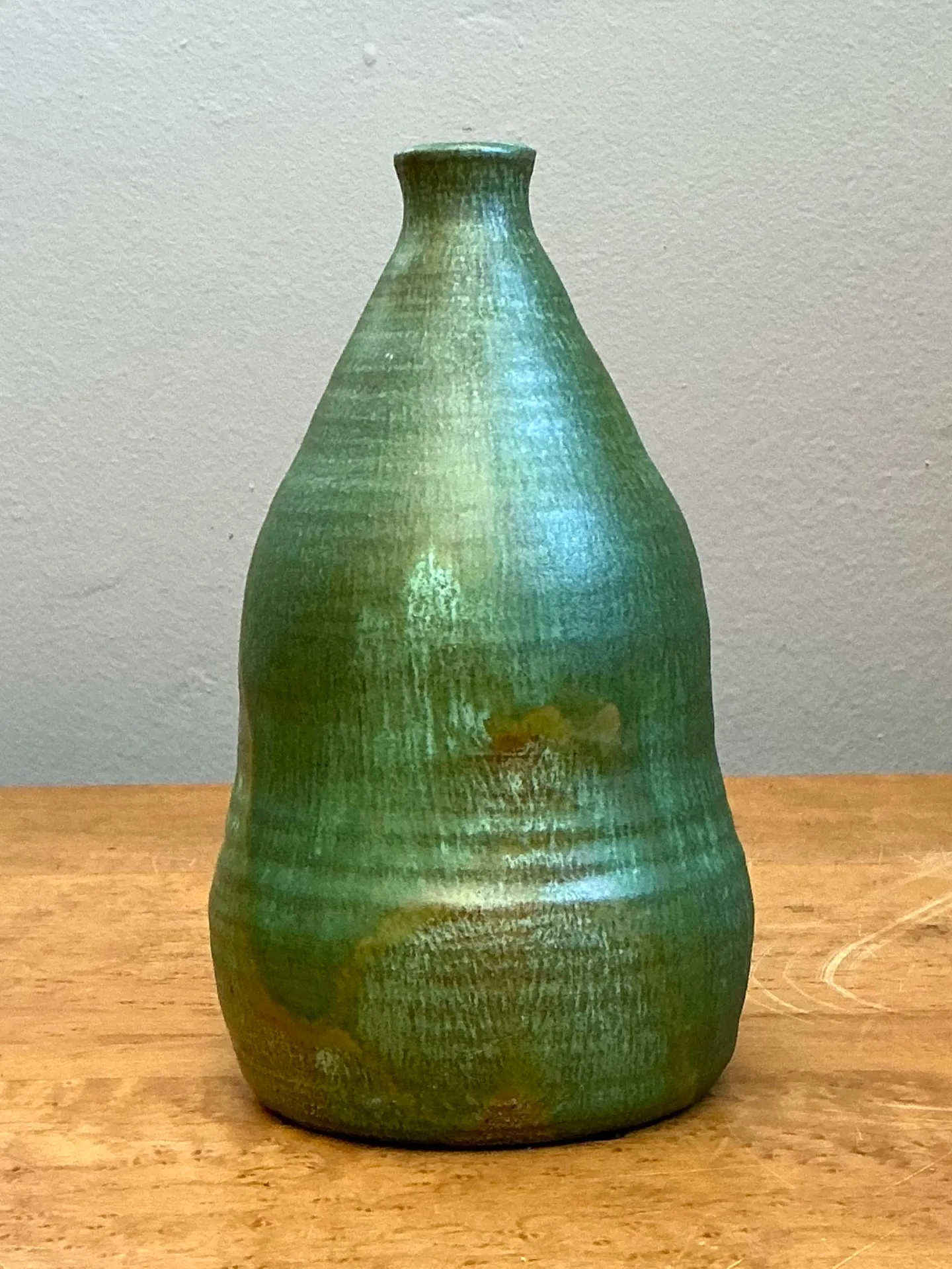 Vintage Green Glazed Studio Pottery Vase — additional photo 6