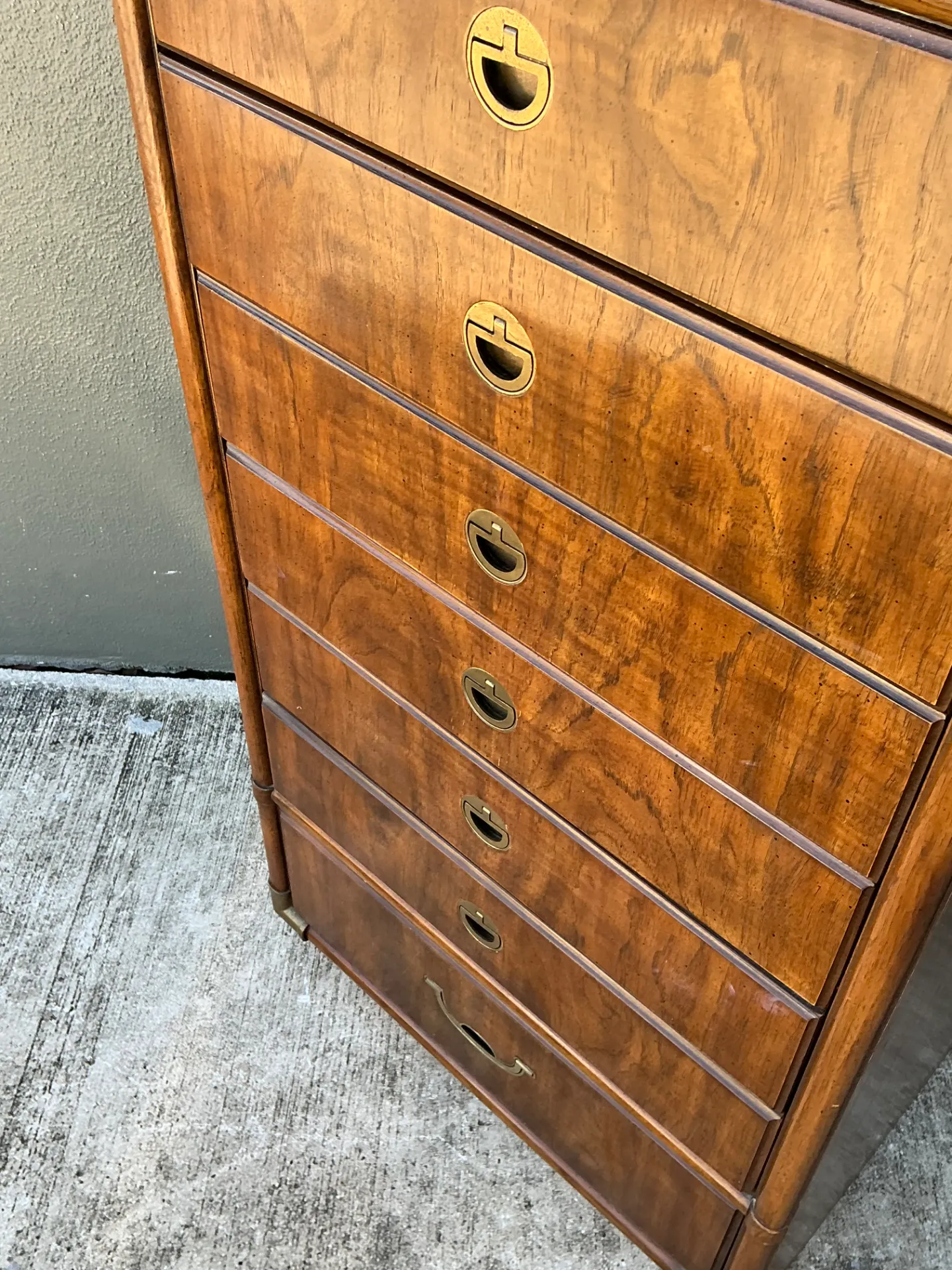 Vintage Drexel Wood and Metal Campaign Tall Cabinet — additional photo 6