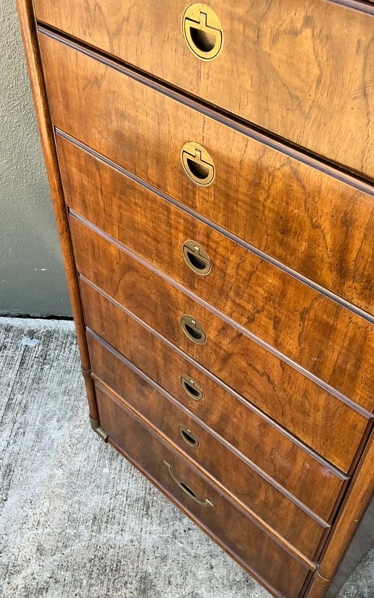 Vintage Drexel Wood and Metal Campaign Tall Cabinet — additional photo 6