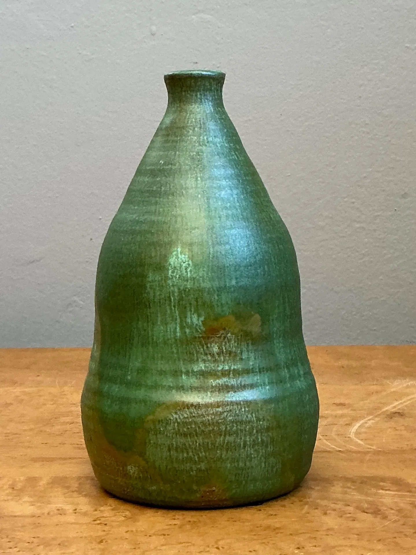 Vintage Green Glazed Studio Pottery Vase — additional photo 1