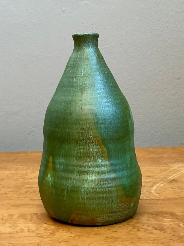 Vintage Green Glazed Studio Pottery Vase — additional photo 7