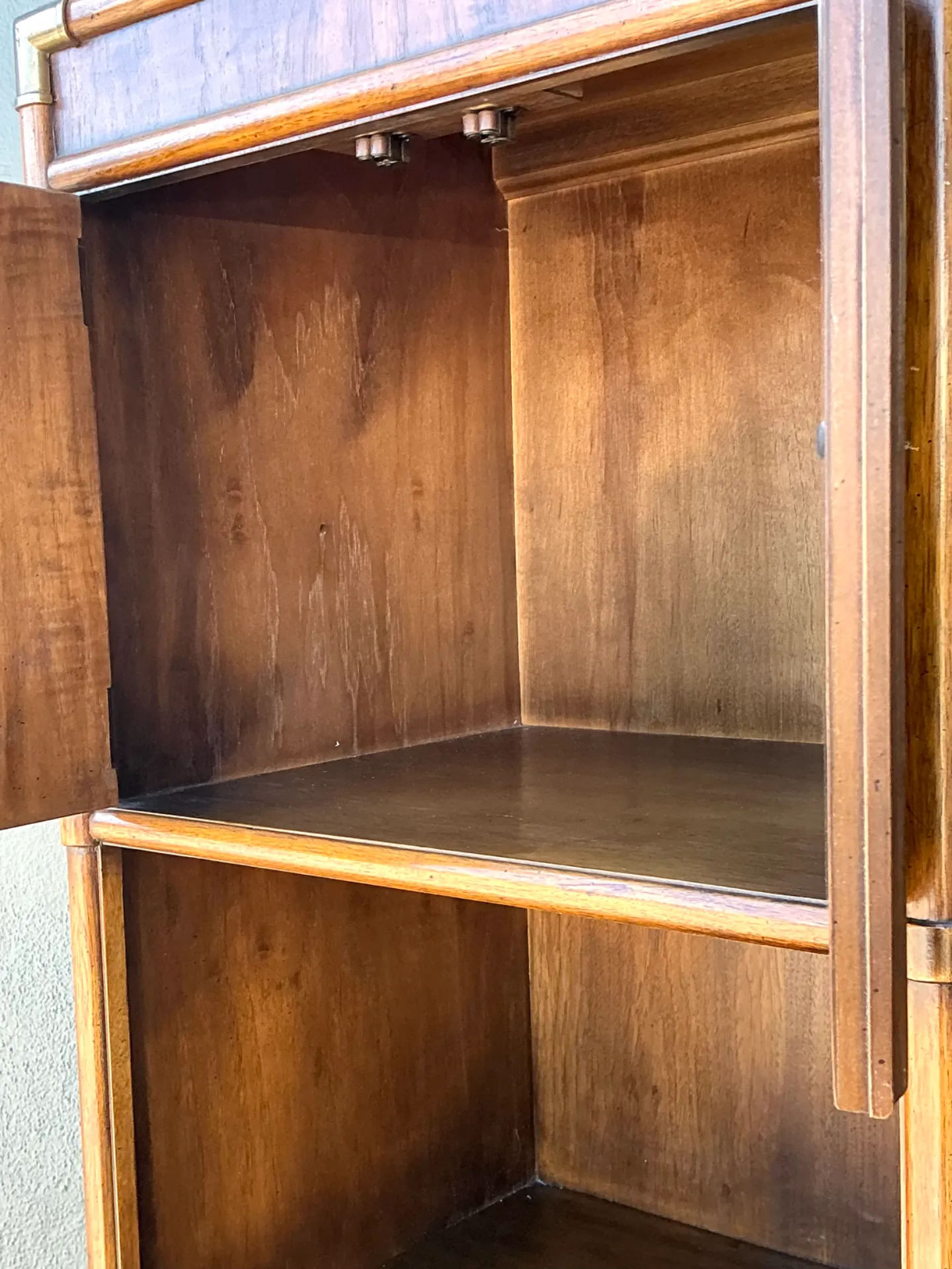 Vintage Drexel Wood and Metal Campaign Tall Cabinet — additional photo 5