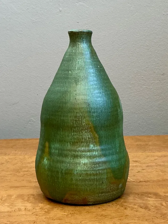 Vintage Green Glazed Studio Pottery Vase — additional photo 8