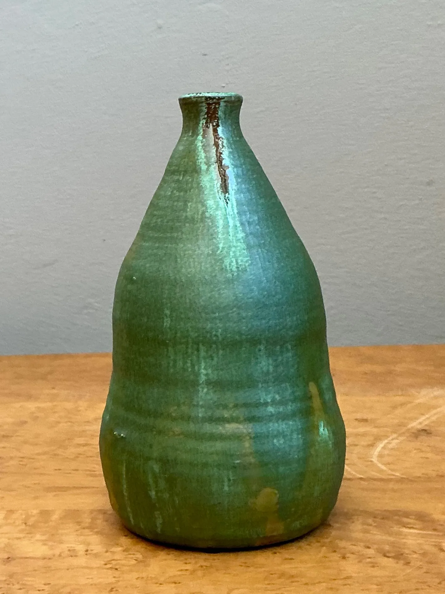 Vintage Green Glazed Studio Pottery Vase — additional photo 4