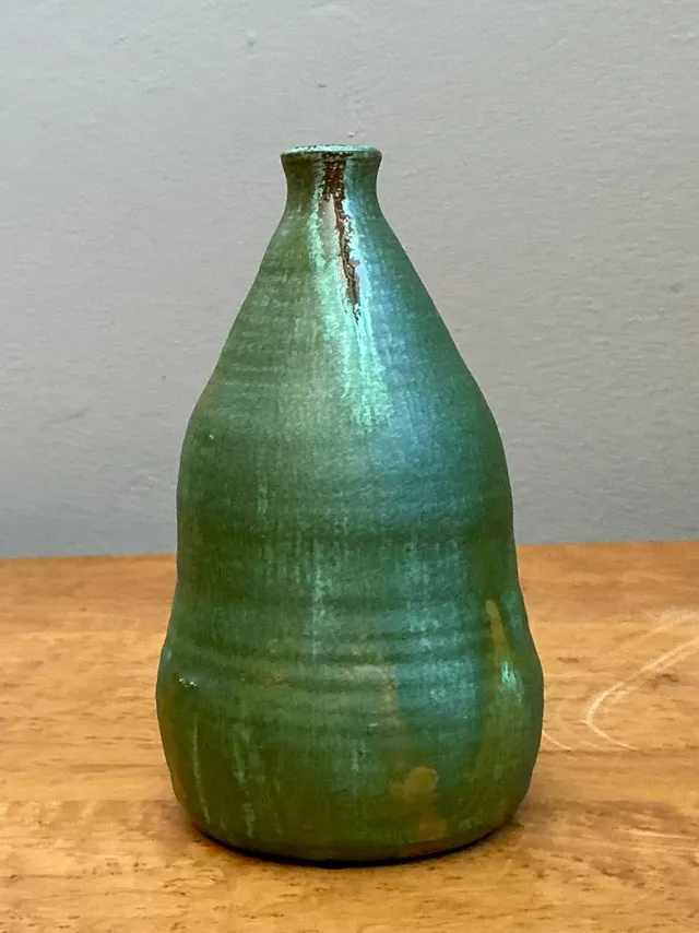 Vintage Green Glazed Studio Pottery Vase — additional photo 4