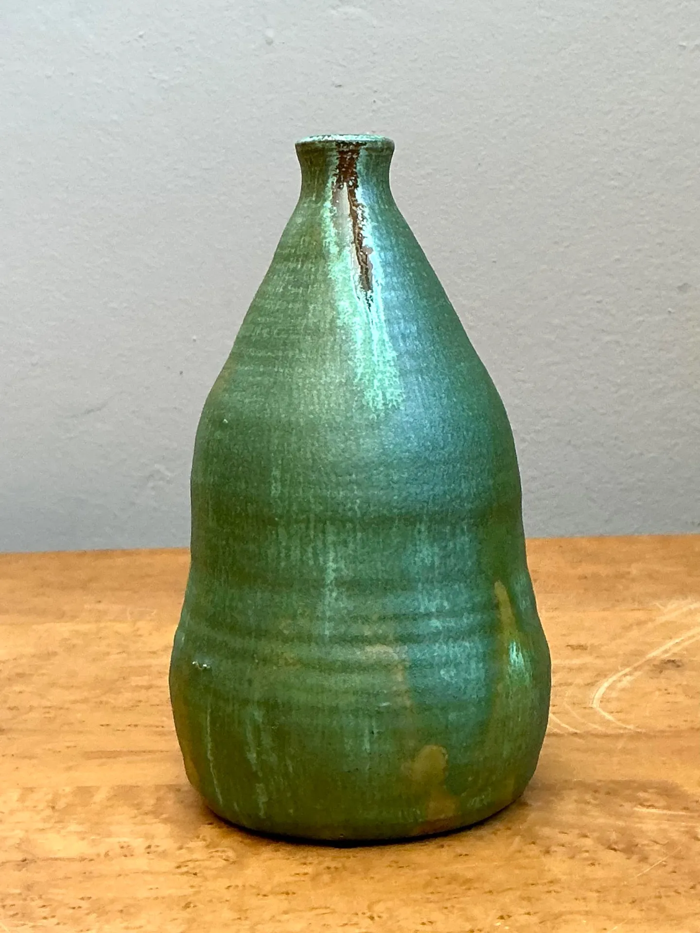 Vintage Green Glazed Studio Pottery Vase — additional photo 2