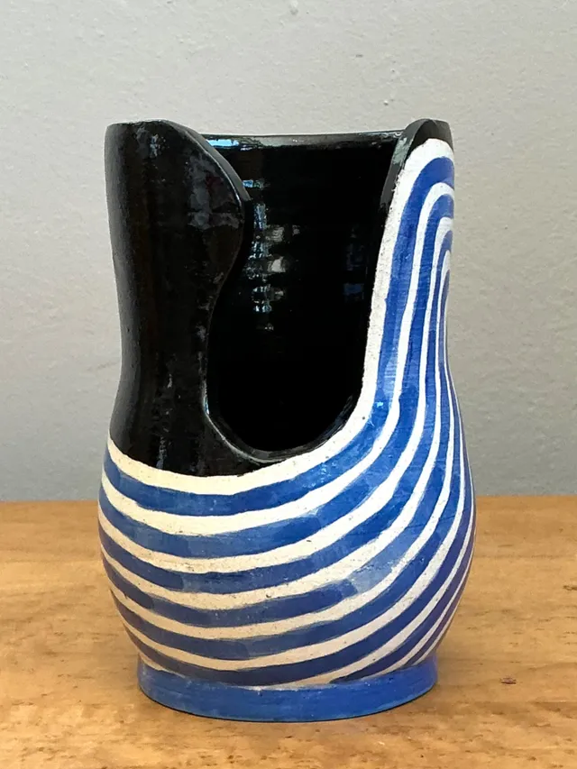 Vintage Abstract Studio Pottery Vase - Ceramic, 3.75W x 6H — additional photo 3