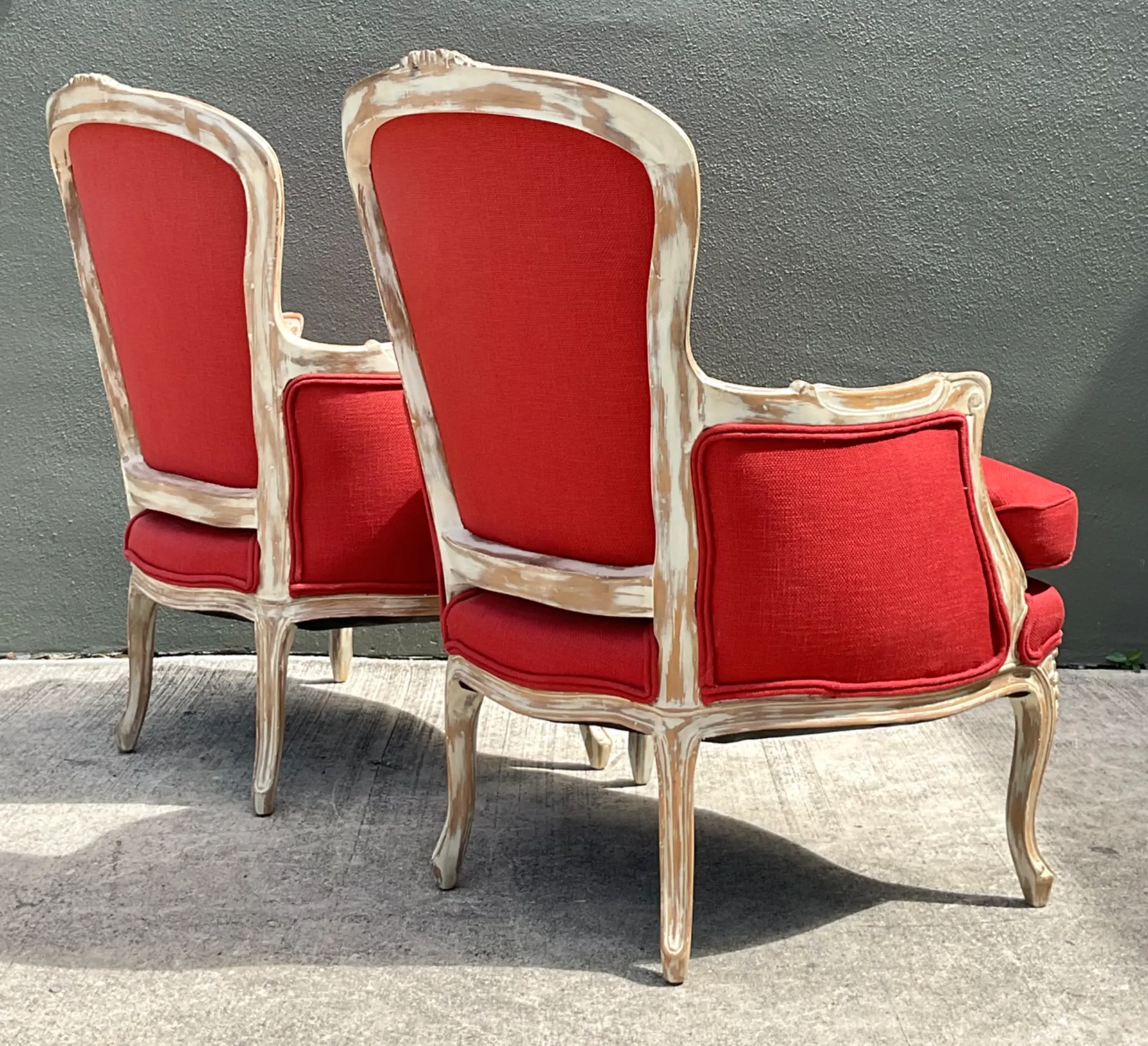 Vintage Carved Wood Upholstered Bergere Chairs - A Pair — additional photo 3