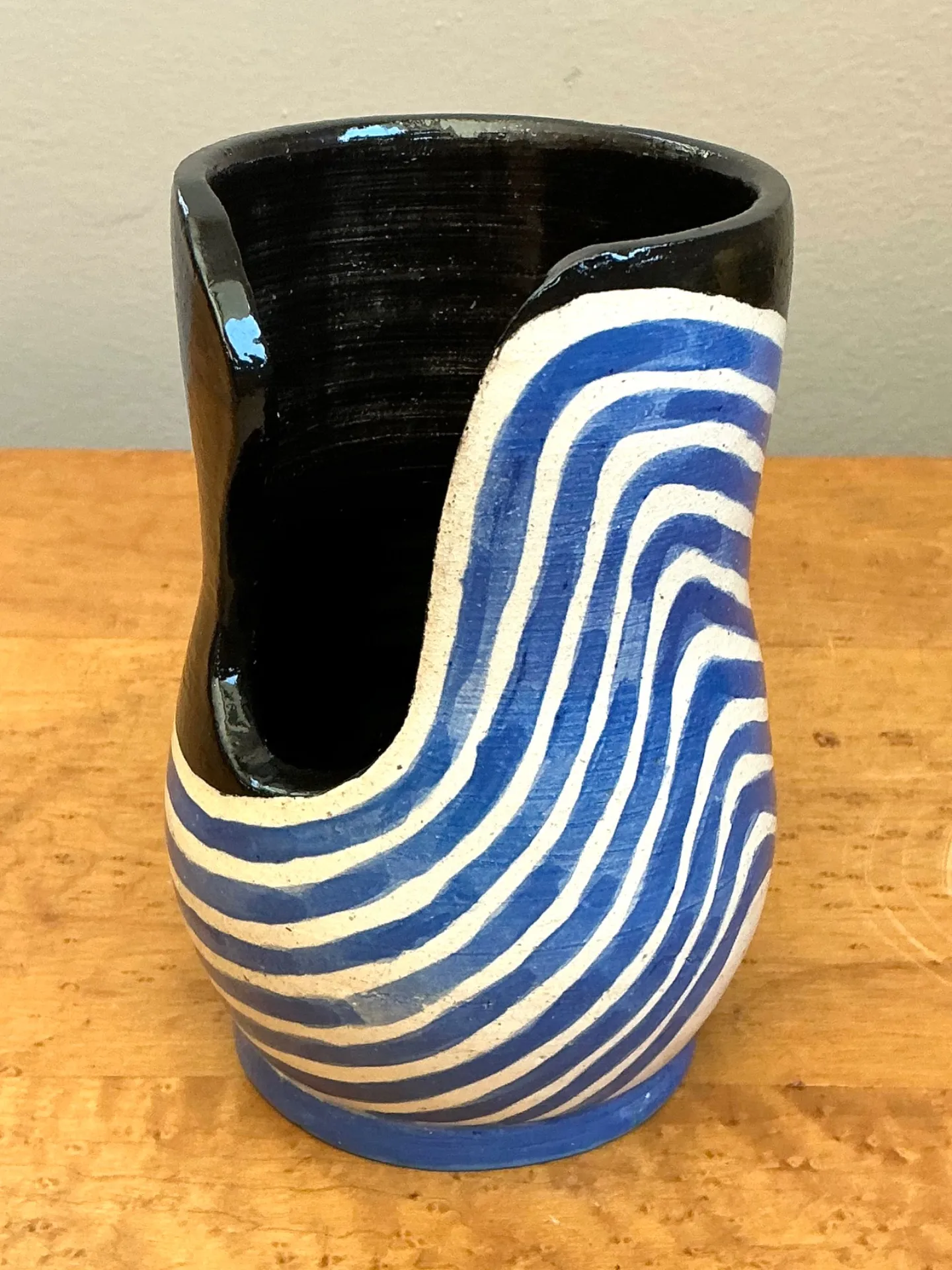 Vintage Abstract Studio Pottery Vase - Ceramic, 3.75W x 6H — additional photo 4