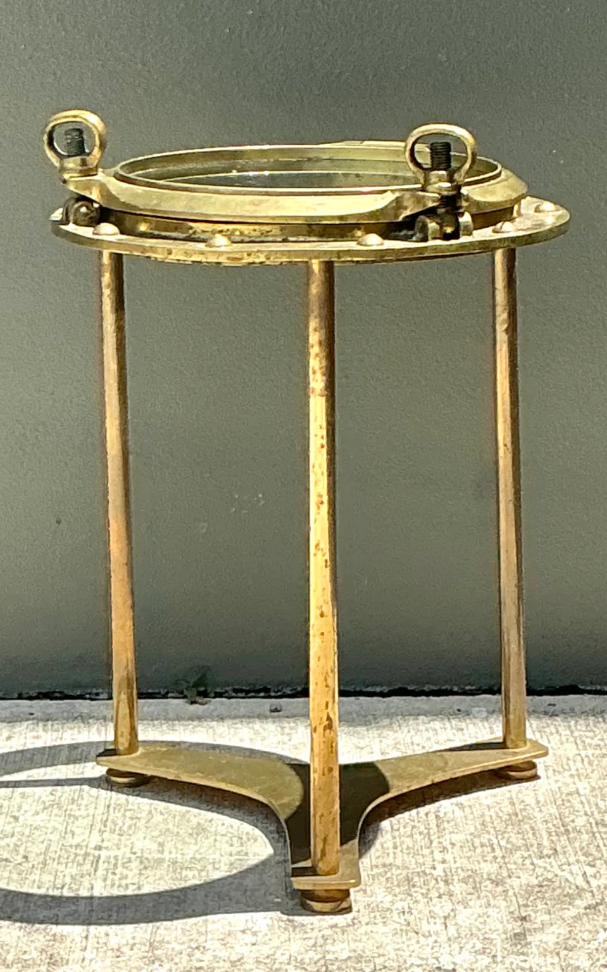 Vintage Brass and Glass Porthole Accent Table — additional photo 5