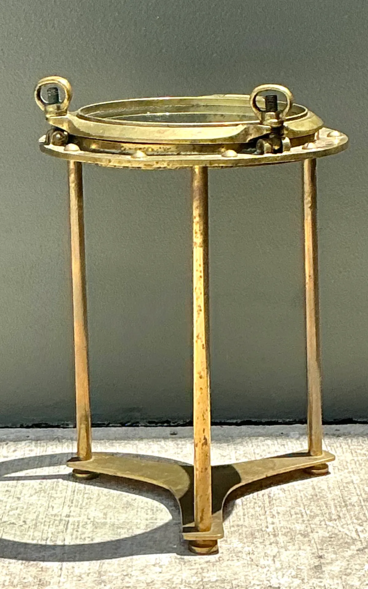 Vintage Brass and Glass Porthole Accent Table — additional photo 8