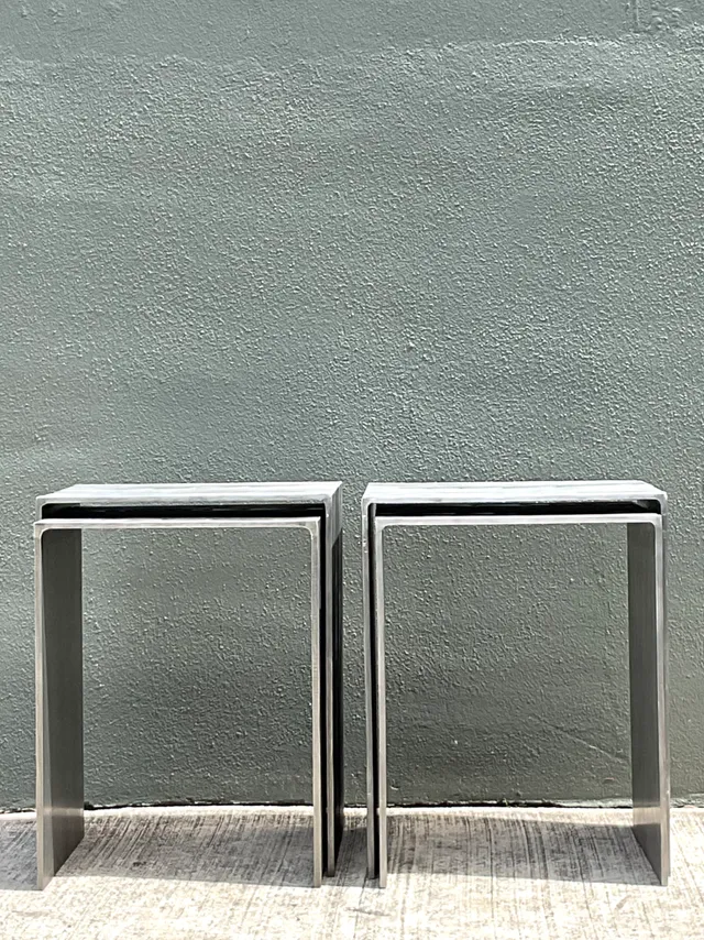 Vintage Wood Grain Metal Nesting Tables - Set Of 4 — additional photo 1