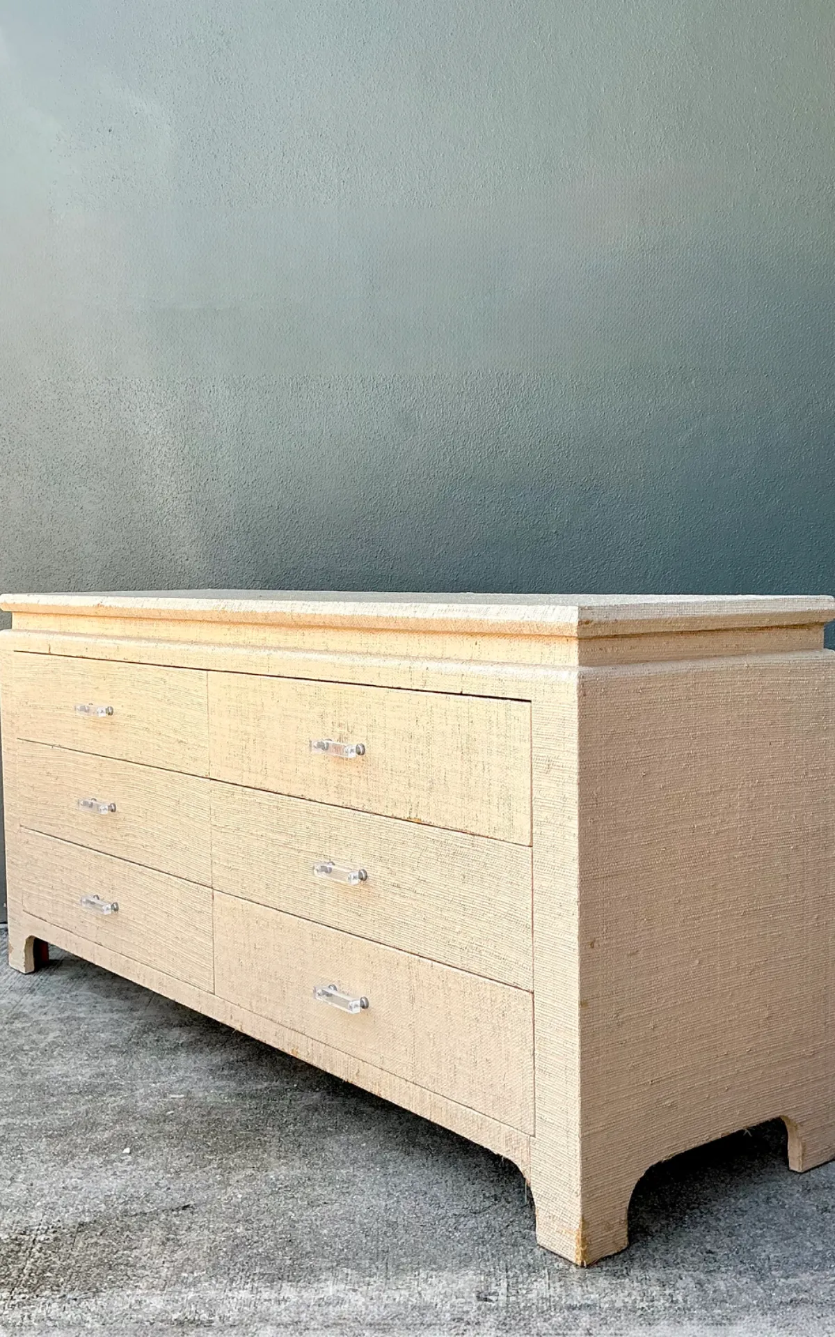 Vintage Grasscloth and Lucite Dresser — additional photo 8