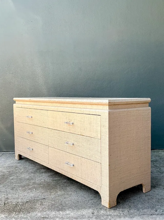 Vintage Grasscloth and Lucite Dresser — additional photo 8