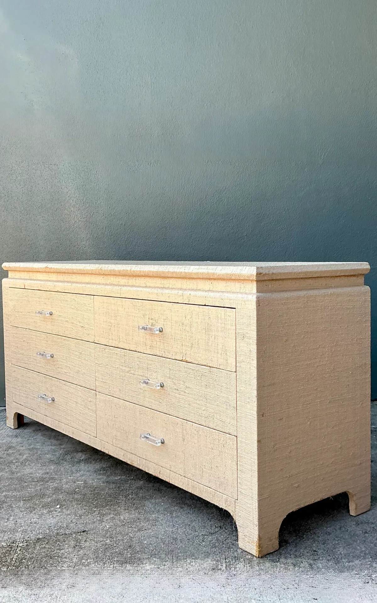 Vintage Grasscloth and Lucite Dresser — additional photo 6