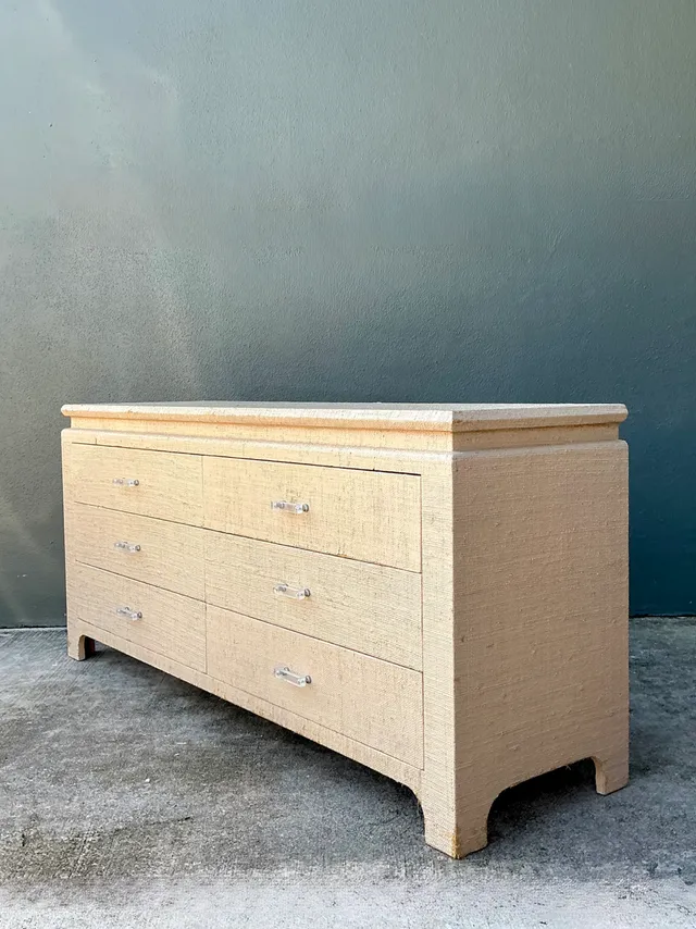 Vintage Grasscloth and Lucite Dresser — additional photo 6
