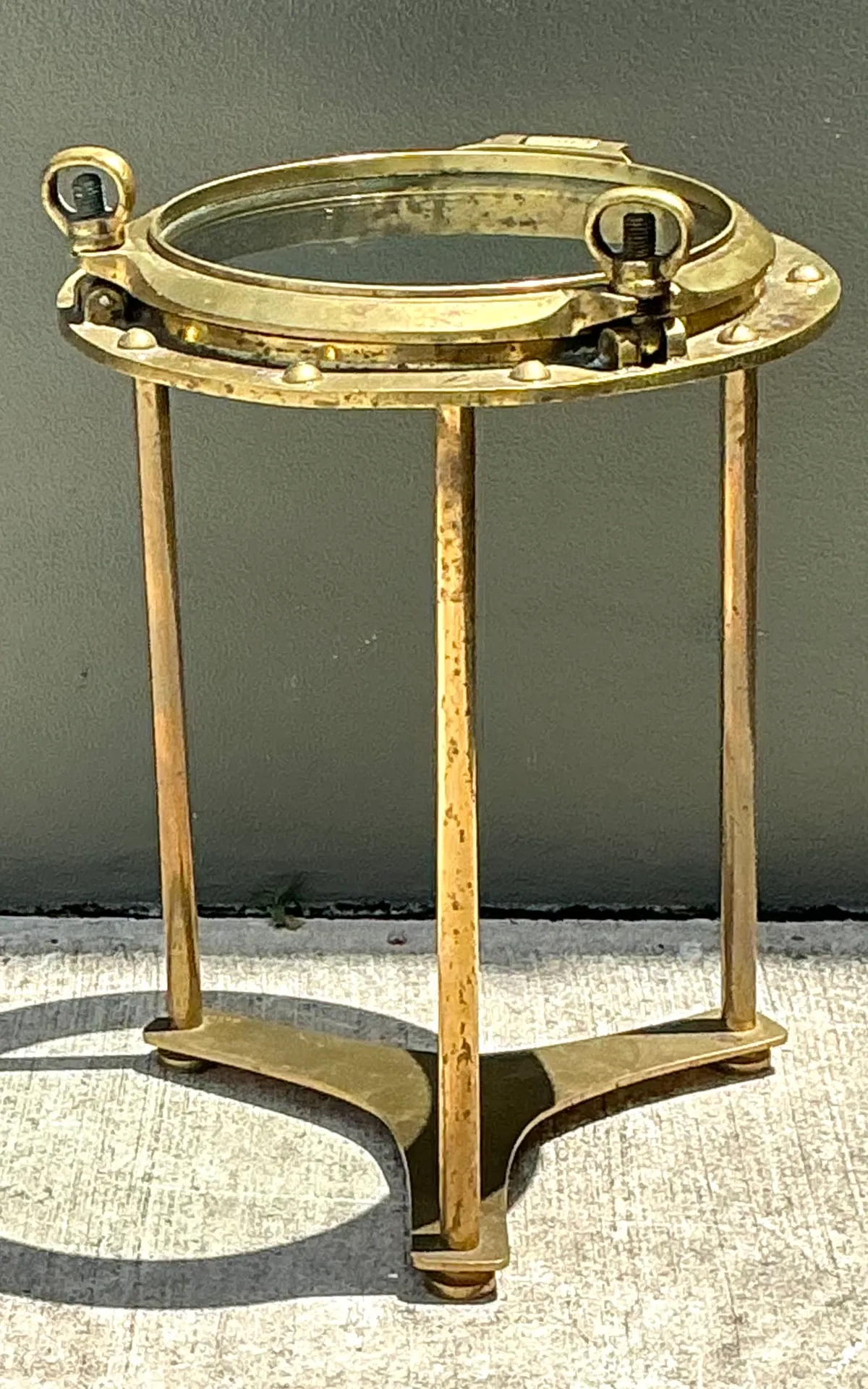Vintage Brass and Glass Porthole Accent Table — additional photo 6