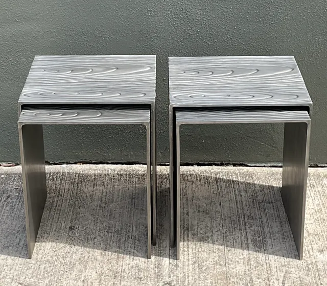 Vintage Wood Grain Metal Nesting Tables - Set Of 4 — additional photo 6