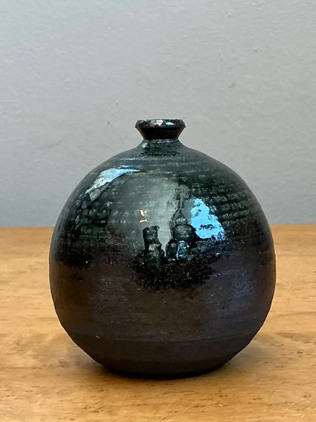 Vintage Original Studio Pottery Green Glaze Weed Vase — additional photo 4
