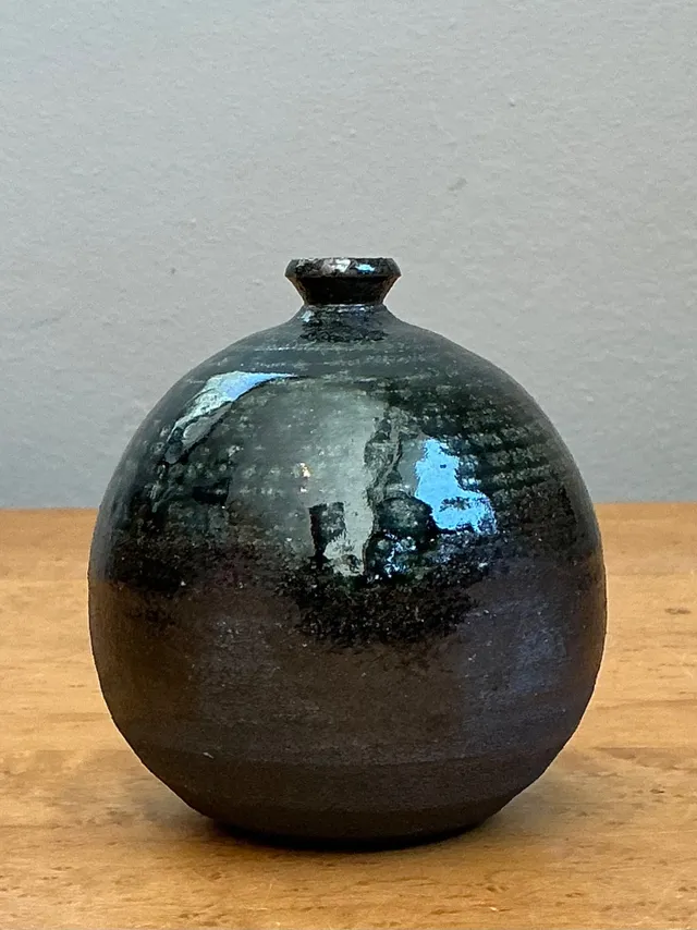 Vintage Original Studio Pottery Green Glaze Weed Vase — additional photo 5