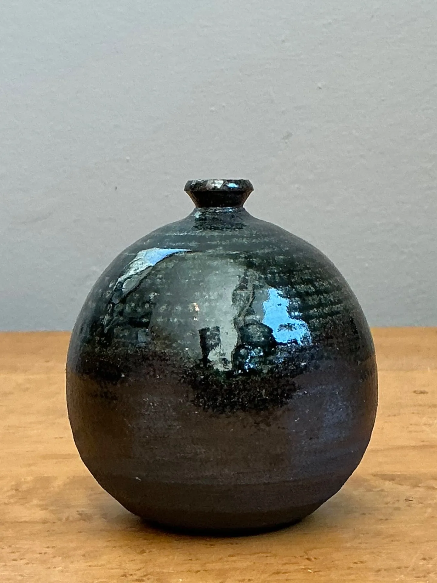 Vintage Original Studio Pottery Green Glaze Weed Vase — additional photo 6