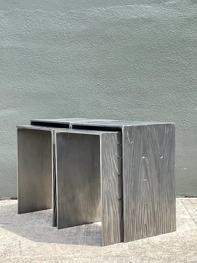 Vintage Wood Grain Metal Nesting Tables - Set Of 4 — additional photo 2