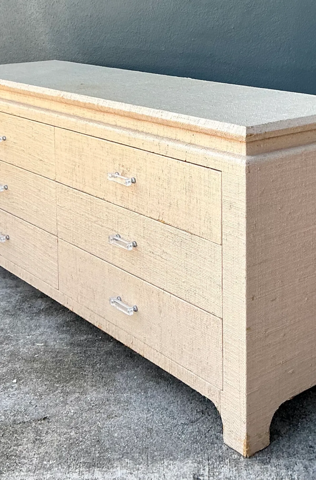 Vintage Grasscloth and Lucite Dresser — additional photo 4