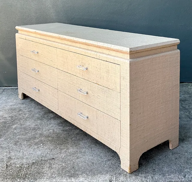 Vintage Grasscloth and Lucite Dresser — additional photo 4