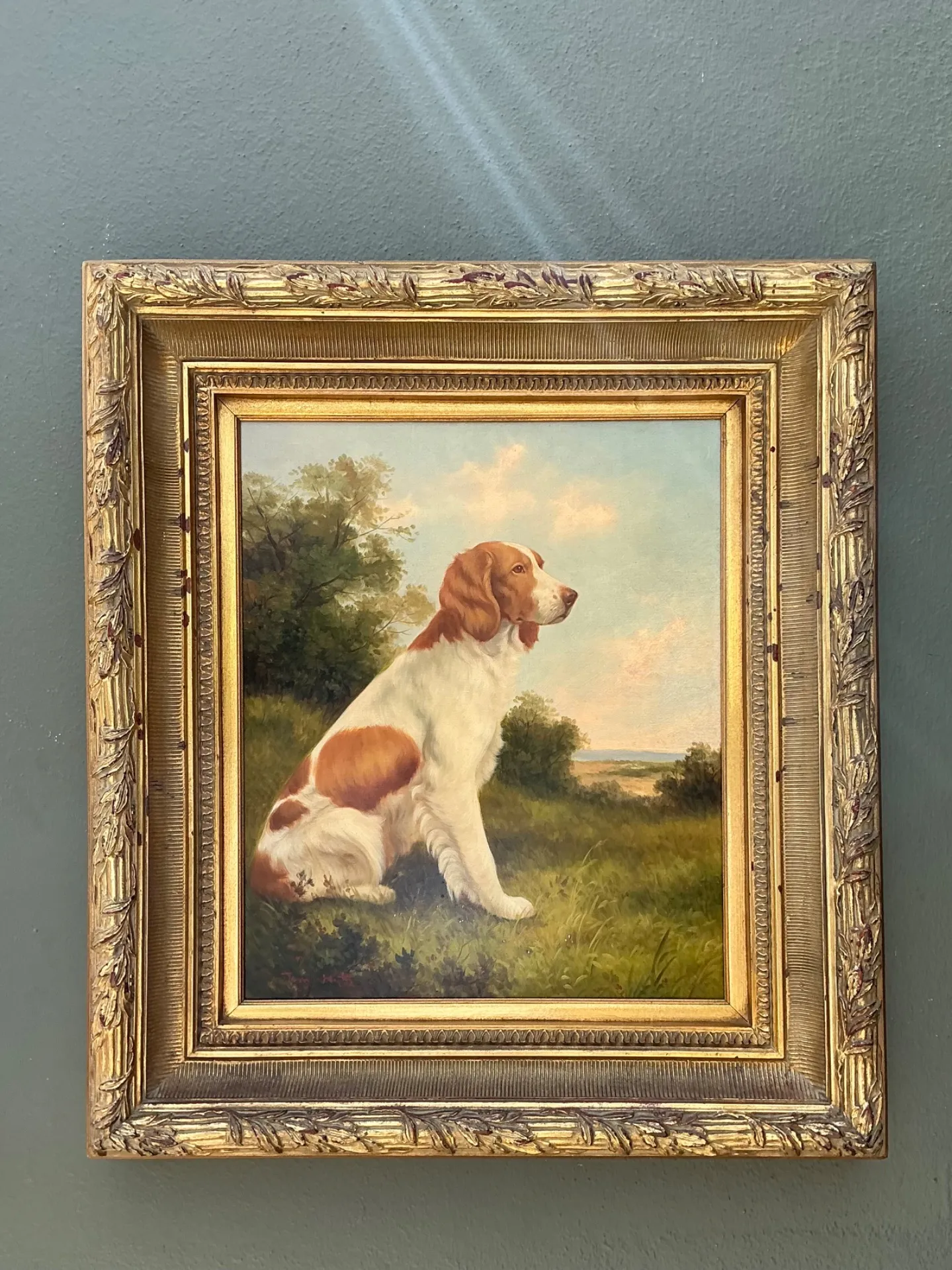 Vintage Landscape Oil Painting with Dog — additional photo 4