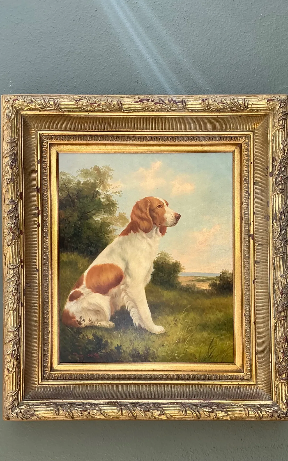 Vintage Landscape Oil Painting with Dog — additional photo 4