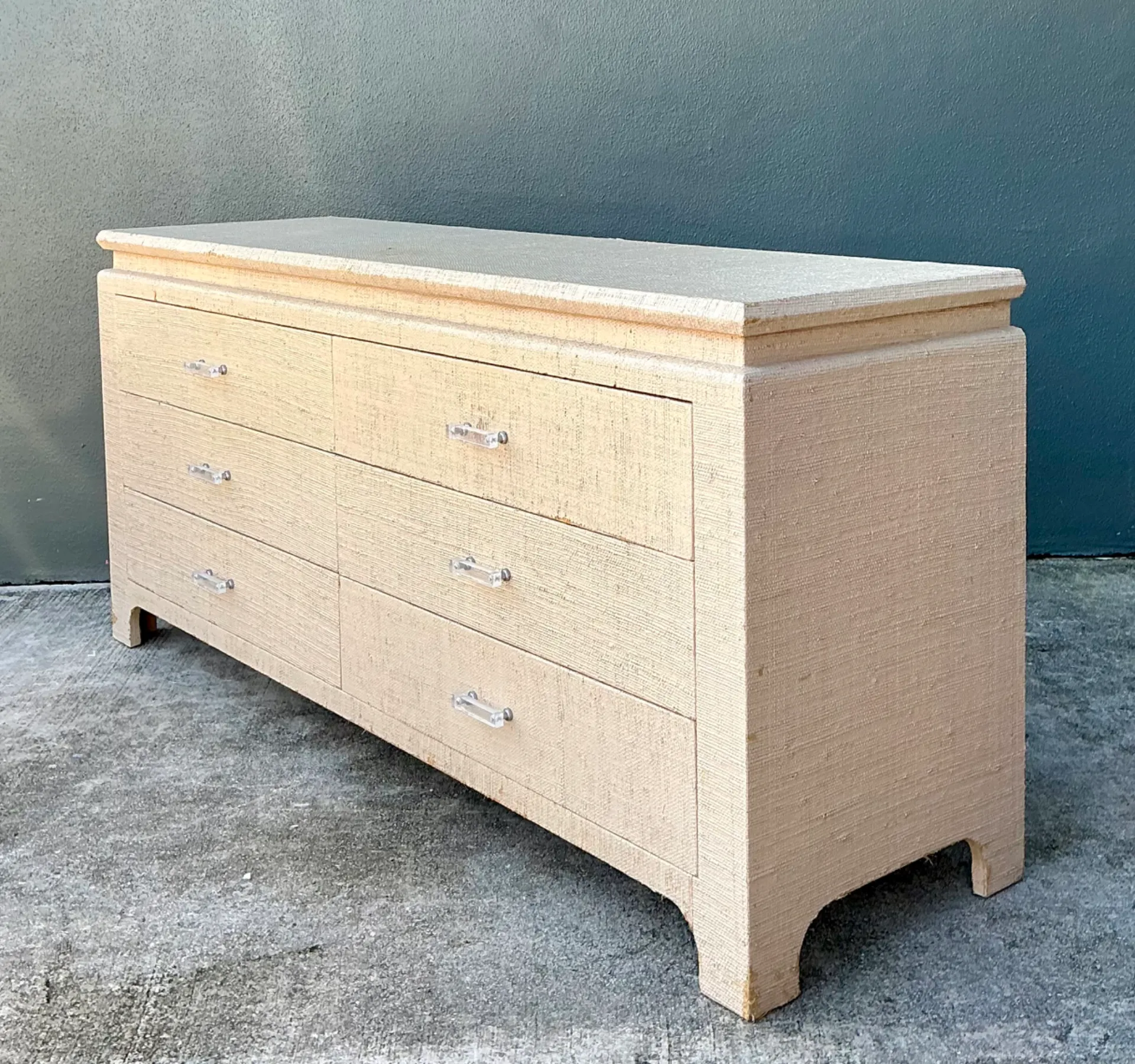 Vintage Grasscloth and Lucite Dresser — additional photo 2