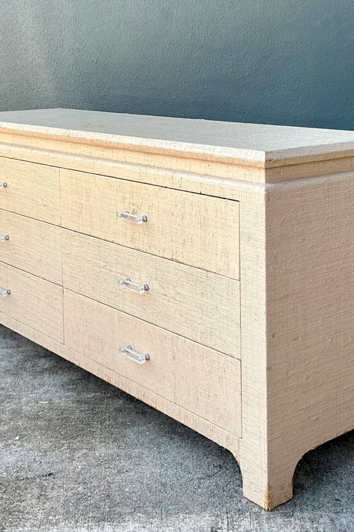 Vintage Grasscloth and Lucite Dresser — additional photo 2