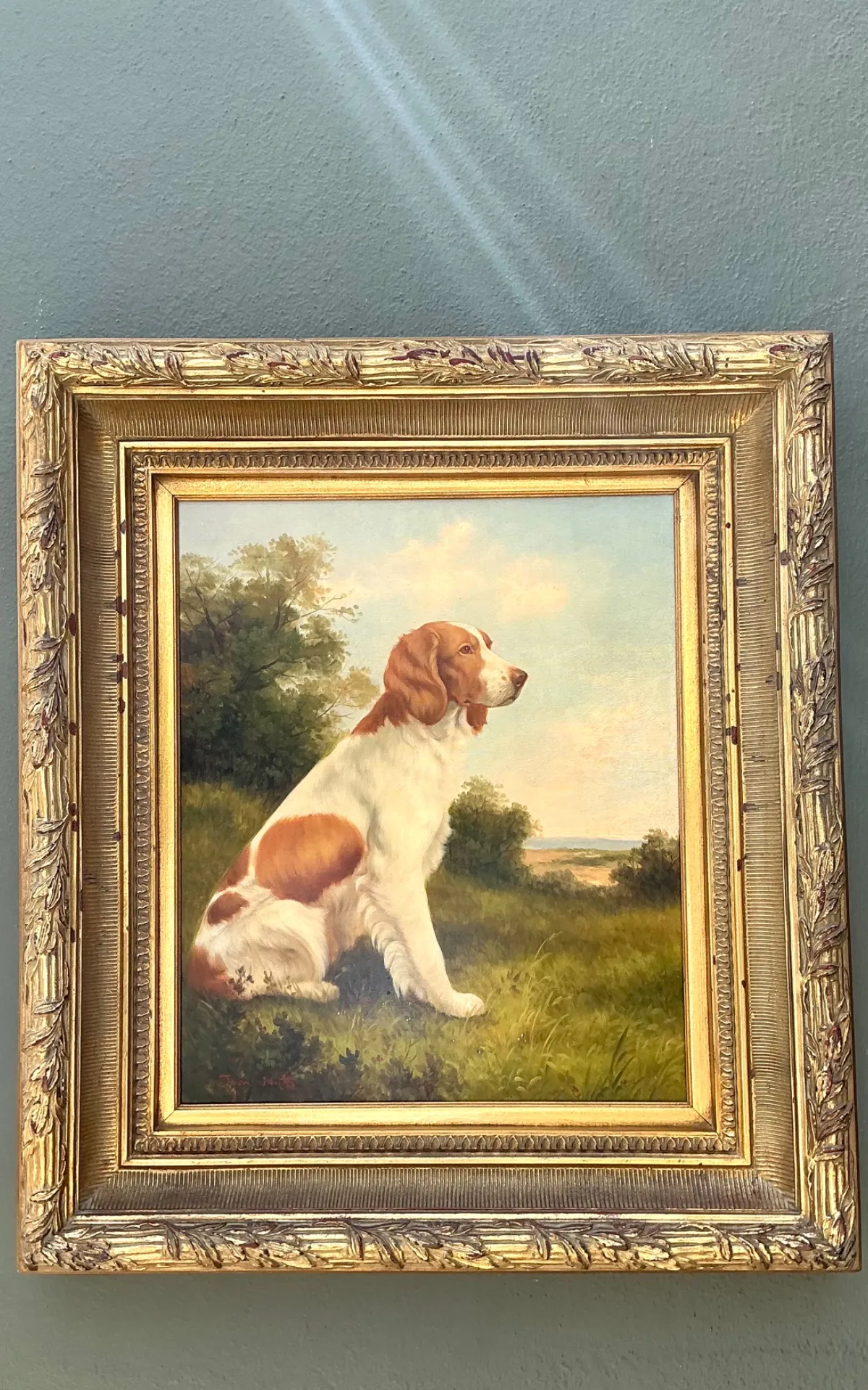Vintage Landscape Oil Painting with Dog — additional photo 7