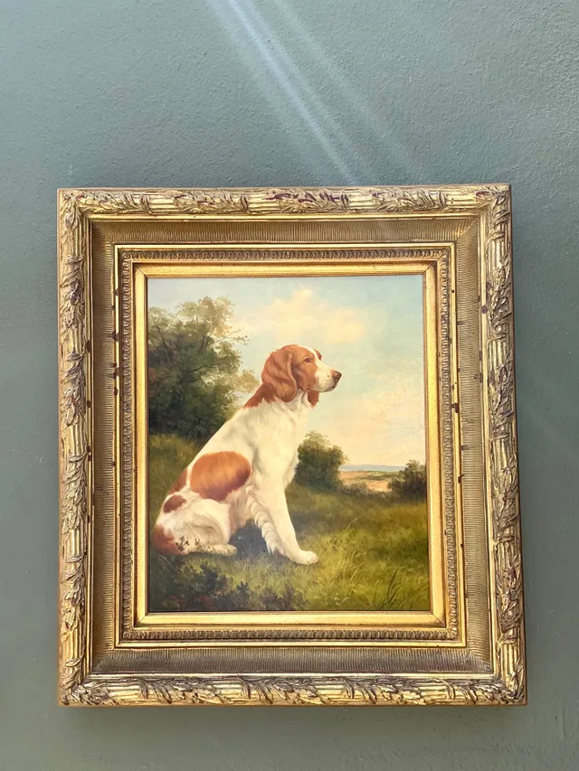Vintage Landscape Oil Painting with Dog — additional photo 7