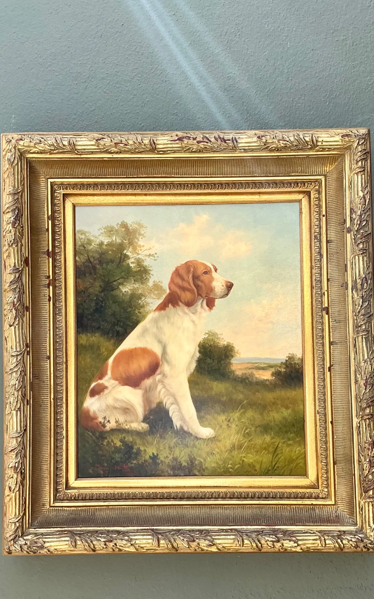 Vintage Landscape Oil Painting with Dog — additional photo 8