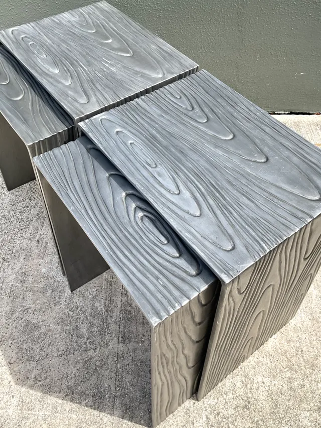 Vintage Wood Grain Metal Nesting Tables - Set Of 4 — additional photo 7