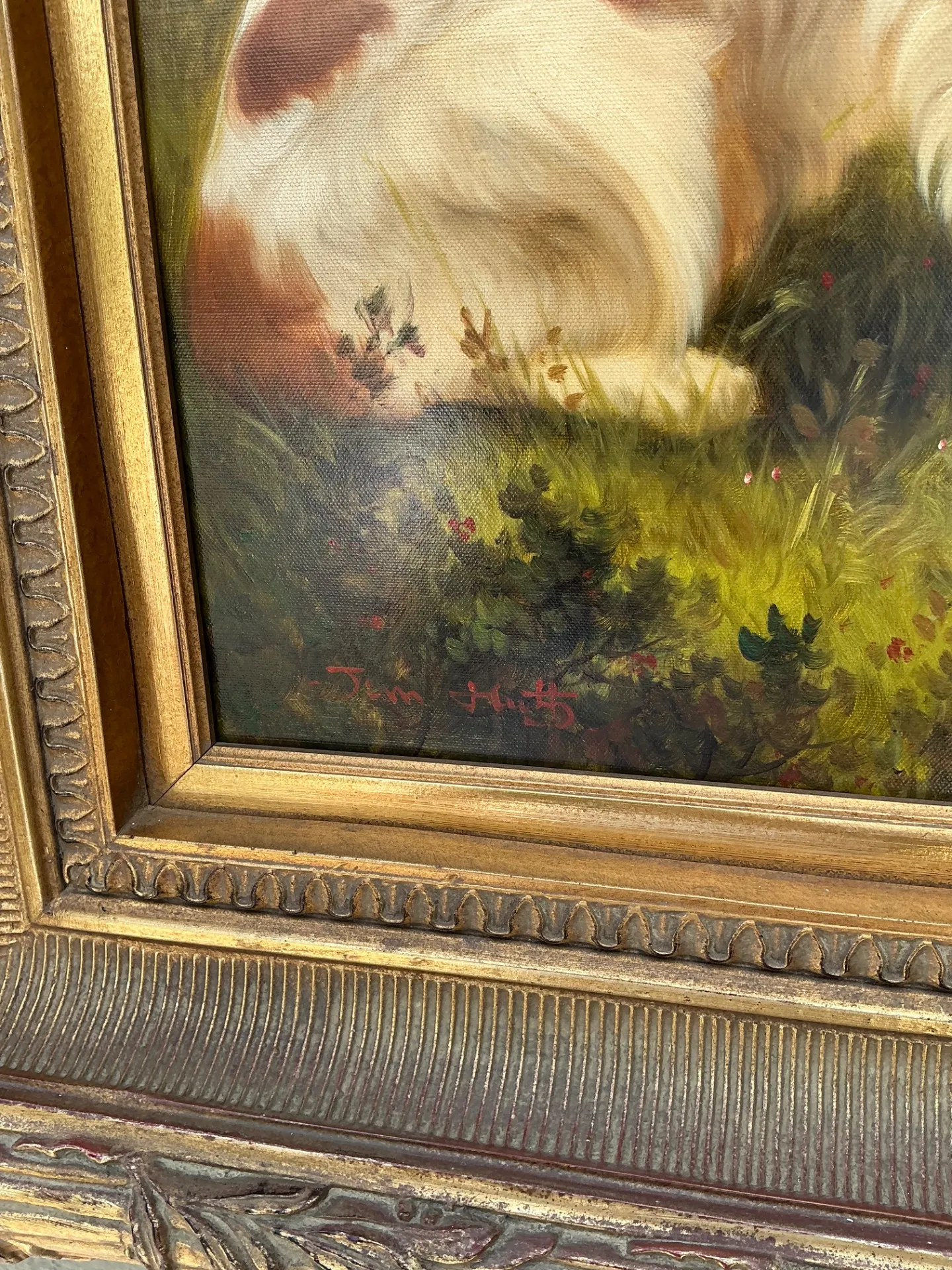 Vintage Landscape Oil Painting with Dog — additional photo 2