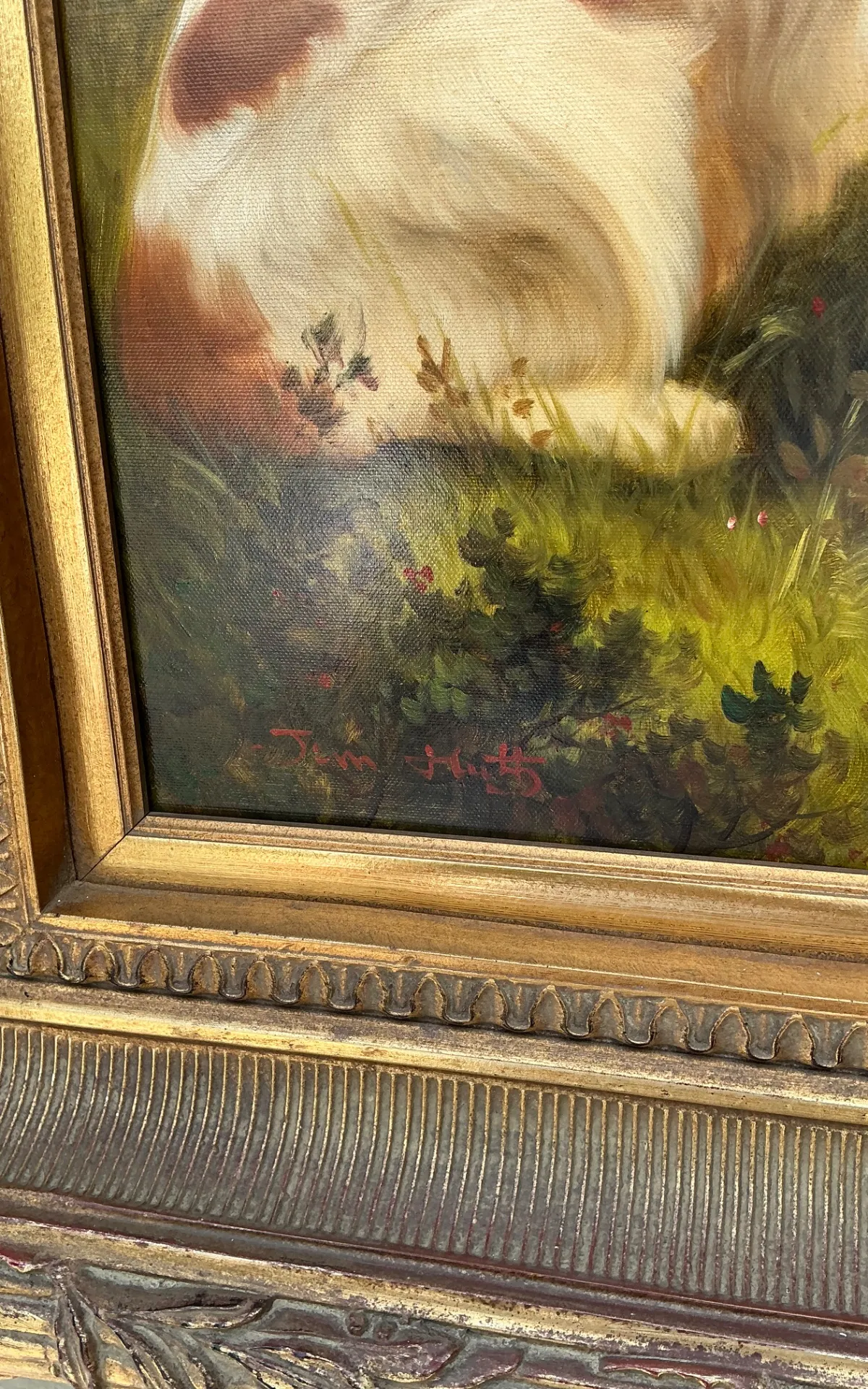 Vintage Landscape Oil Painting with Dog — additional photo 2