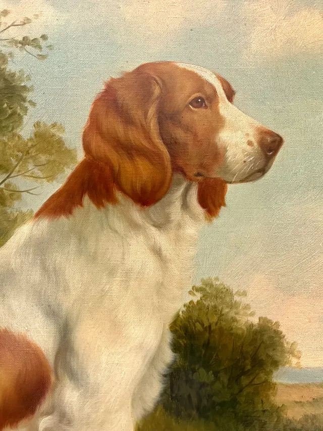 Vintage Landscape Oil Painting with Dog — additional photo 3