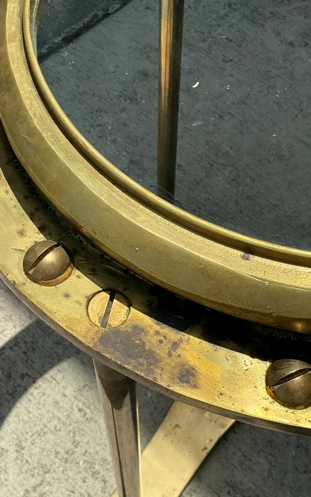 Vintage Brass and Glass Porthole Accent Table — additional photo 4