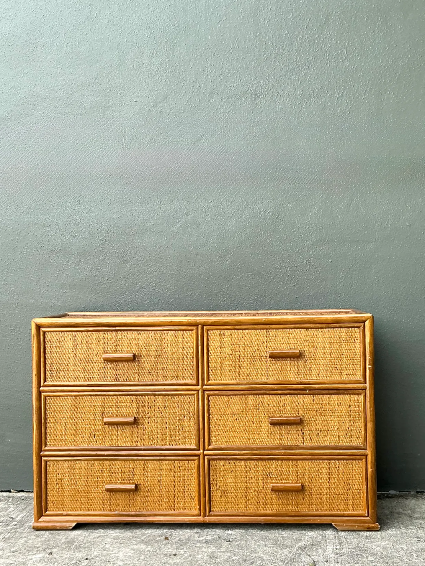 Vintage Six-Drawer Rattan Dresser — additional photo 7